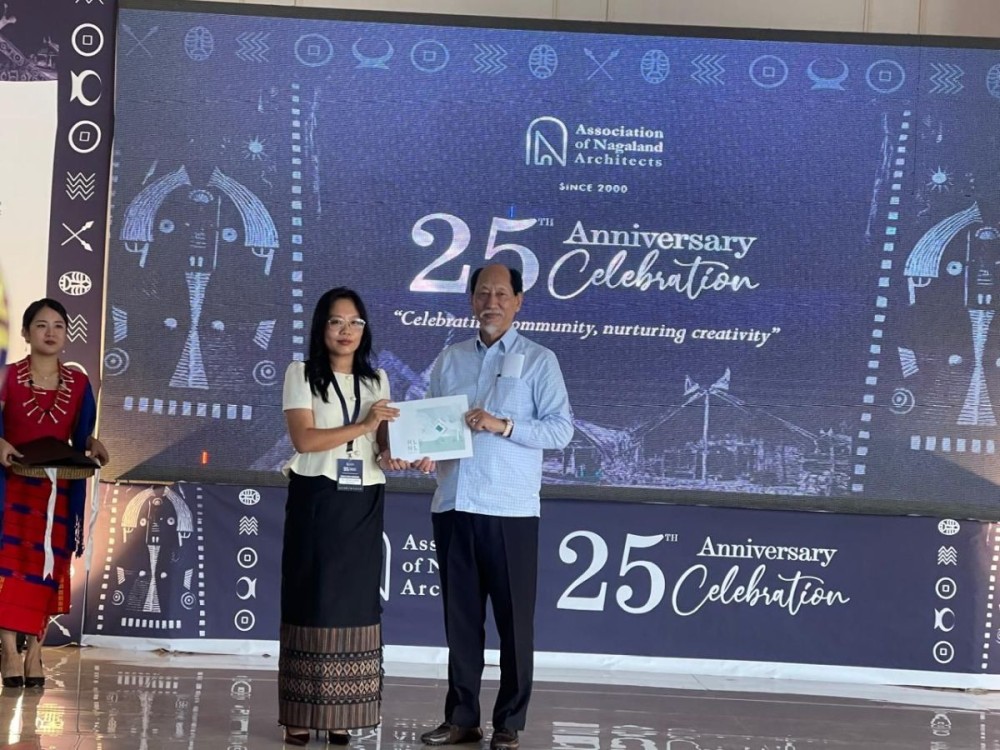 Nagaland Chief Minister Dr Neiphiu Rio releases the Silver Jubilee Magazine of the Association of Nagaland Architects along with Association President Apokla Jamir at the JP Park & Banquets, Naga United Village Chümoukedima on October 25.